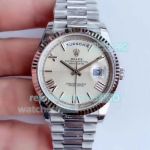 Noob Replica Rolex Day-Date II 41mm Swiss ETA3255 SS Silver Quadrant Motif